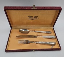 Set di 3 posate antiche in Argento 800 – per bambino, con scatola