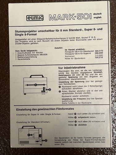 Eumig mark 501 istruzioni - eumig,