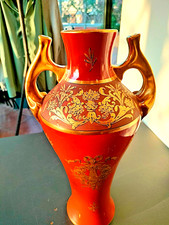Vaso ceramica francese fine 1800 dipinto a mano in oro zecchino