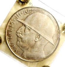 REGNO D'ITALIA V. E. III 20 LIRE ELMETTO 1928 NON COMUNE PERIZIATA IN SPL