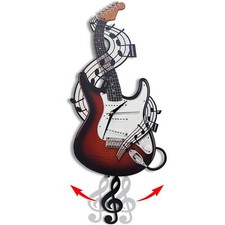 Orologio da Parete Swinging Clef Chitarra Elettrica, Regalo per Amanti della Chitarra Musicisti Decorazione.