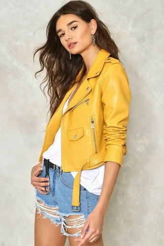 Giacca pelle gialla premium - giacca,