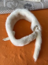 Collo visone doppio stola calzino bianco con coda vintage