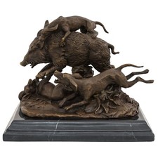 Scultura caccia cinghiale cani