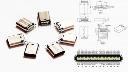 Connettore usb pin - connettore, 24