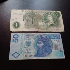 Vecchie Banconote Europee Polonia +  Inghilterra Elisabetta II C 62 