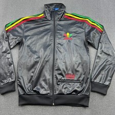 Adidas Chile 62 Rasta Track Jacket Uomo Small Bob Marley Giamaica Nero Lucido