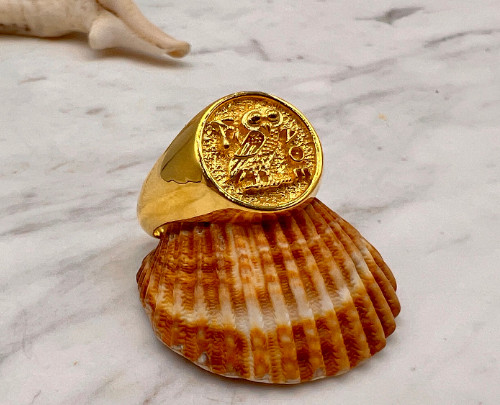 Anello sigillo gufo atena - anello,