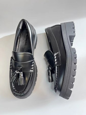 Mocassini donna Massimo Dutti neri nappa plateau slip on scarpa vera pelle