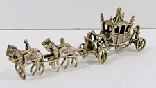 Carrozza 4 cavalli argento 900 europeo XIX secolo con soldatini e trombettieri