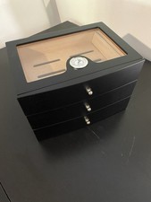Humidor per Sigari,Humidor Sigari ,Con Igrometro,3 Cassetti