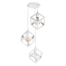 Lampadario a sospensione industriale lampada da soffitto 3 cubi 3d bianco lp