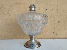 GRAZIOSO CENTROTAVOLA PORTA-CIOCCOLATINI VINTAGE IN ARGENTO TITOLO 800 E VETRO