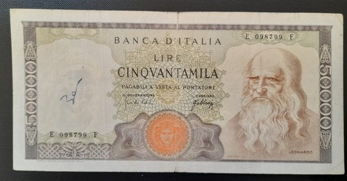50000 lire leonardo 1967 - lire, 3/07/1967