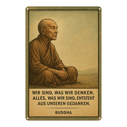 Targa latta saggezza buddha - targa, in
