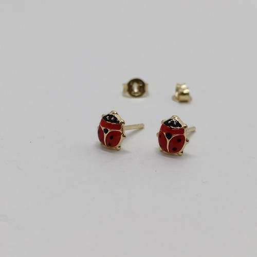 Orecchini bottone coccinella - bottone,
