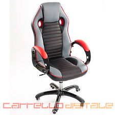 SEDIA POLTRONA PRESIDENZIALE DA UFFICIO CASA STUDIO SPORT RACING GAMING ROSSO