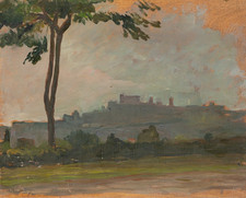 Dipinto Paesaggio Olio su Tavola 1937 Attribuito a ROMEO BONOMELLI (1871-1943)