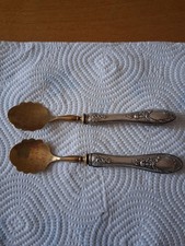 COPPIA CUCCHIAINI IN ARGENTO 800 E OTTONE VEDI FOTO      