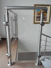 Ringhiera per interni e esterni Parapetto in acciaio inox Satinato con cristallo