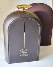 L'OR DE JEAN MARTELL COGNAC RARA SCATOLA RIGIDA PELLE MARRONE E COPERTURA IMPERMEABILE
