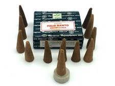 INCENSO 12 CONI SATYA PALO SANTO CON PIATTINO incensi Indiani di alta qualità