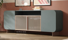 MOBILE CREDENZA MADIA 3/4 ANTE VETRO LACCATA OPACA IN 25 COLORI PIEDI METALLO