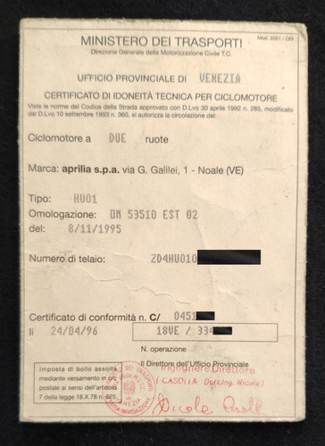 Libretto originale certificato - libretto,