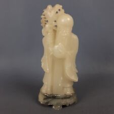Scultura Pietra Saponaria Statua Vecchio Saggio Orientale Scolpito Vintage 1970