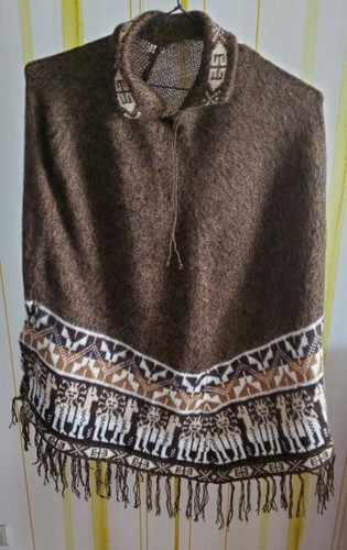 Alpaca maglia poncho braun - alpaca, poncho: