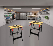 BANCO DA LAVORO IN METALLO NERO - REGOLABILE E RICHIUDIBILE - PORTATA MAX 150 KG