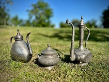 Servizio da Caffè o Tè The peltro inciso vintage