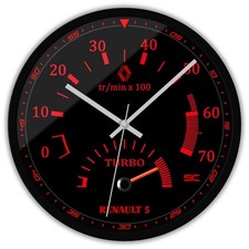 Orologio da parete Nero 30cm Silenzioso Contagiri Renault 5 GT Turbo Sport Super