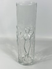 Vintage Libbey La Femme Embossed Nude Naked Lady 8 3/4 Tall Glass Tumblers