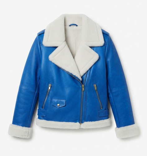 Giacca donna blu vera pelle