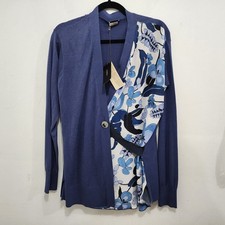 Maglione maglia cardigan Maliparmi NUOVO seta cotone floreale taglia M blu bianco