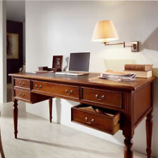 SCRIVANIA STUDIO CLASSICO LEGNO E PELLE Stile antico Vintage Chic Massello Mobil