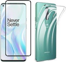 COVER CUSTODIA + PELLICOLA VETRO TEMPERATO COMPLETA PER OnePlus 8 TRASPARENTE