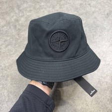 Cappello a secchiello Stone Island in cotone nero