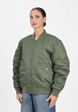 DIESEL Giubbotti Donna Verde Bomber Bomber con maxi logo Oval Diesel Autunno inv