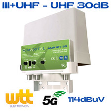 AMPLIFICATORE ANTENNA TV LOGARITMICA + UHF DA PALO FILTRO LTE/5G 30dB REGOLABILE