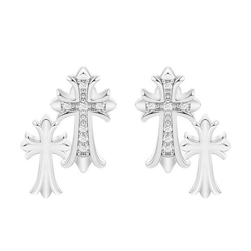Orecchini croce argento - , doppio