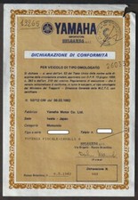 13265  YAMAHA DICHIARAZIONE DI CONFORMITA'  vedi modello personalizzato