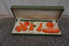 Antico Servizio vintage toilette vetro soffiato con scatola prima metà del 900'