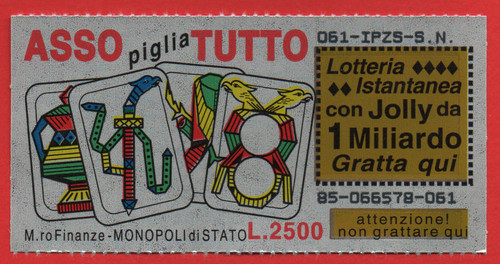 Gratta vinci lotteria asso - e,