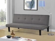 DIVANO LETTO GRIGIO IN LINO RECLINABILE KING SOFA 3 POSTI PIEDI CONTRASSEGNO IT