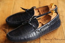 Prada scarpa auto blu navy mocassini mocassini punta croc scarpe da guida uomo UK 9 US 10