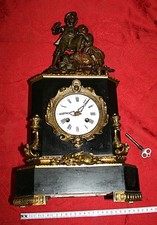 OROLOGIO CAMINO ANTICO IMPERO D’EPOCA CON DECORI IN BRONZO