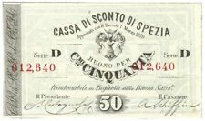 50 CENTESIMI BIGLIETTO FIDUCIARIO CASSA DI SCONTO DI SPEZIA 1870 SPL-