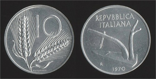 Lire 1970 spighe aratro - aratro,